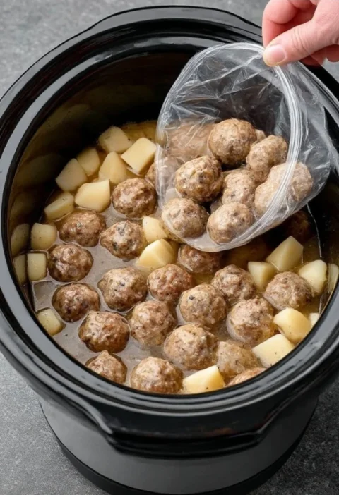 slow cooker 5-ingredient Amish meatball stew