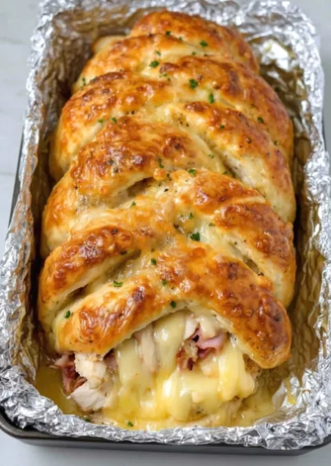 4-Ingredient Chicken Cordon Bleu Crescent Braid