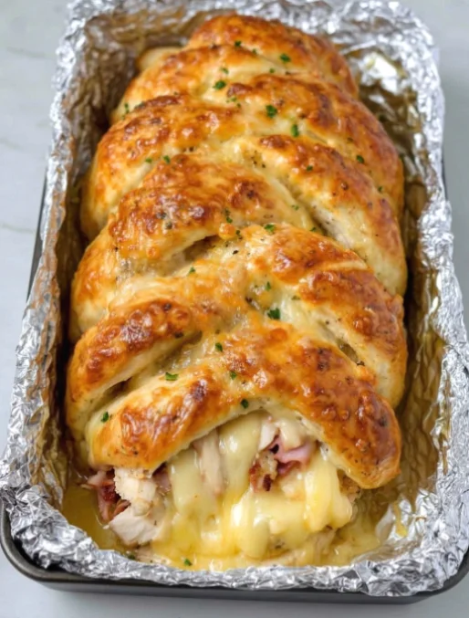 4-Ingredient Chicken Cordon Bleu Crescent Braid