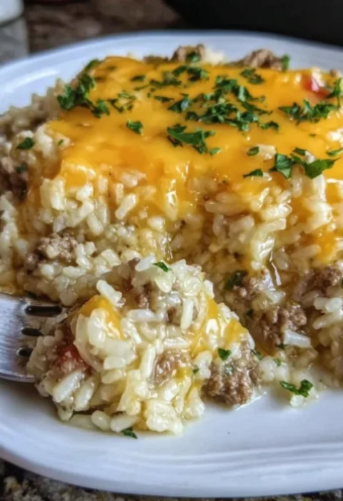 Cheesy Beef and Rice Casserole