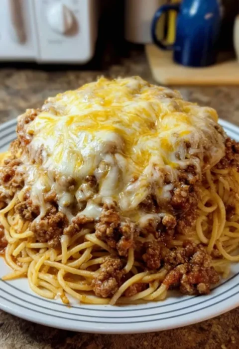 Cheesy Garlic Butter Beef Spaghetti