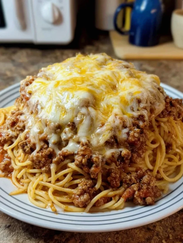 Cheesy Garlic Butter Beef Spaghetti