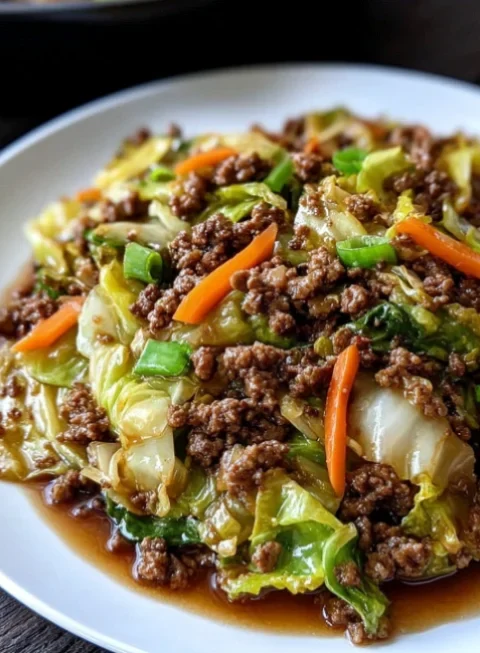 Chinese Ground Beef and Cabbage Stir-Fry