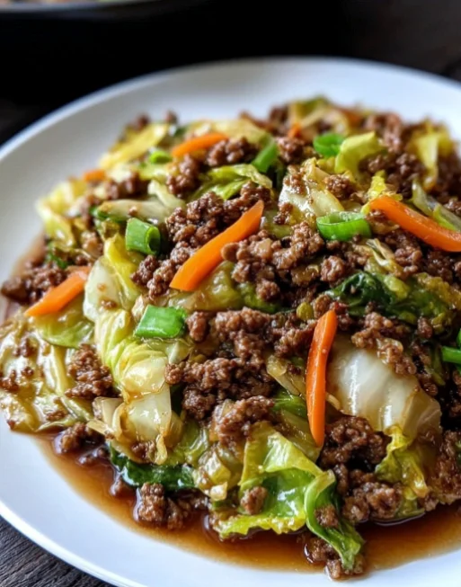 Chinese Ground Beef and Cabbage Stir-Fry