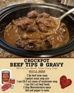 Crockpot Beef Tips & Gravy