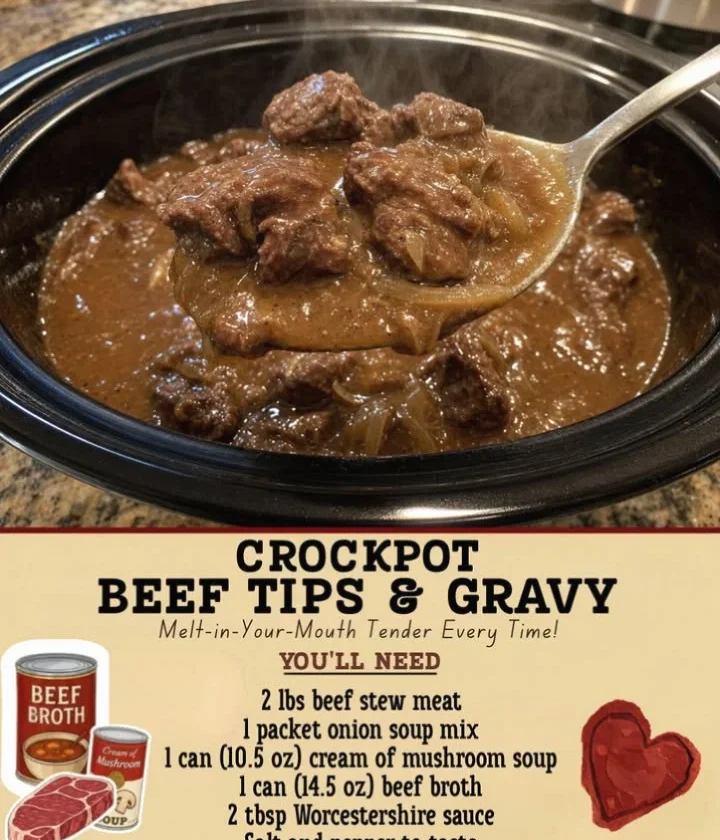 Crockpot Beef Tips & Gravy