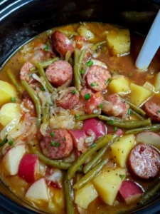 Crockpot Ham, Green Beans and Potatoes