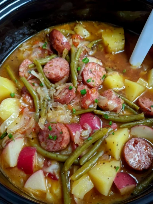 Crockpot Ham, Green Beans and Potatoes