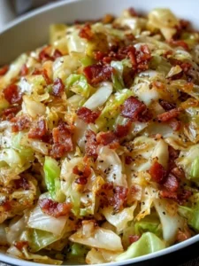Fried Cabbage with Bacon, Onion, and Garlic