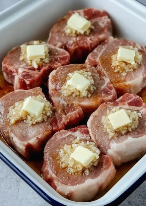garlic butter baked pork chops