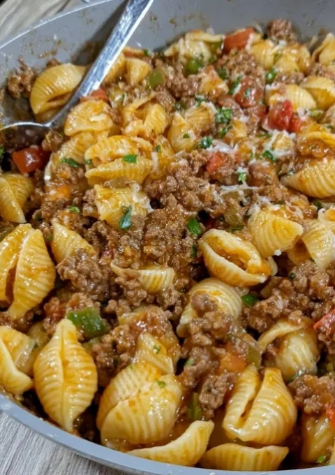 Ground Beef Shell Pasta