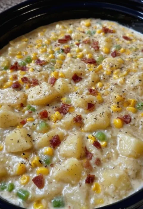 Slow Cooker 3-Ingredient Potato and Corn Chowder