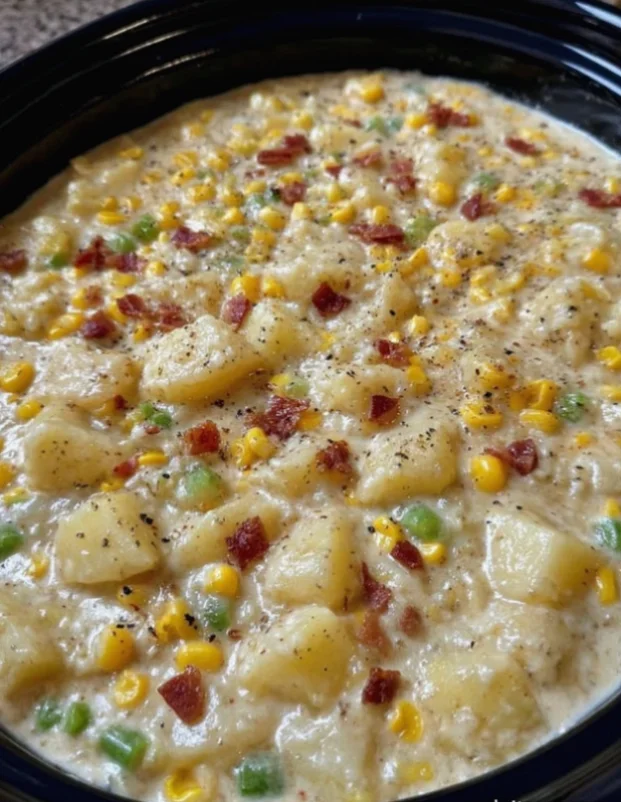Slow Cooker 3-Ingredient Potato and Corn Chowder