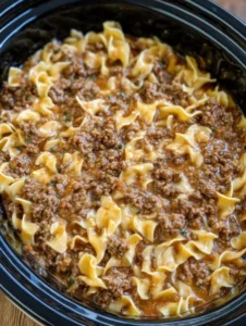 Slow Cooker 4-Ingredient Amish Ground Beef Noodles
