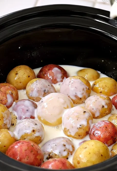 slow cooker 4-ingredient Amish-style evaporated milk potato