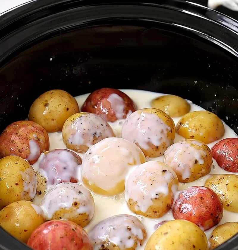 slow cooker 4-ingredient Amish-style evaporated milk potato
