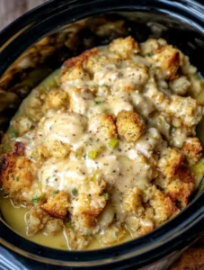 Slow Cooker 4-Ingredient Chicken and Stuffing
