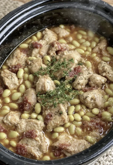 slow cooker 4-ingredient depression era chicken and lima beans