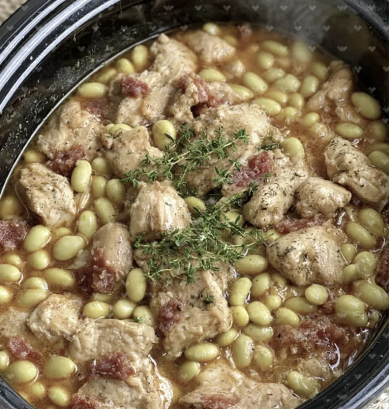 slow cooker 4-ingredient depression era chicken and lima beans