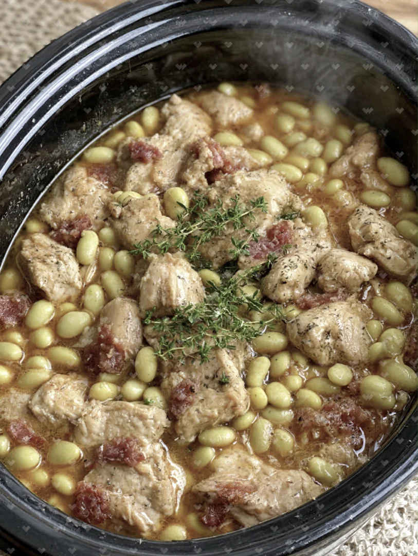 Slow Cooker 4-Ingredient Depression Era Chicken and Lima Beans