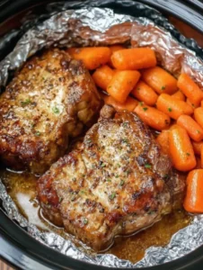 Slow Cooker Foil Pork Chops and Carrots
