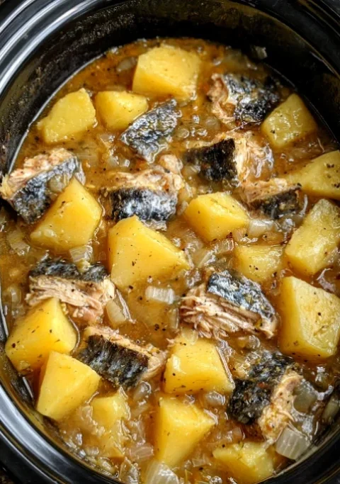 Slow Cooker Poor Man’s Potatoes and Sardines