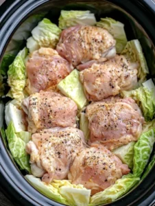 5-Ingredient Slow Cooker Buttered Cabbage and Chicken