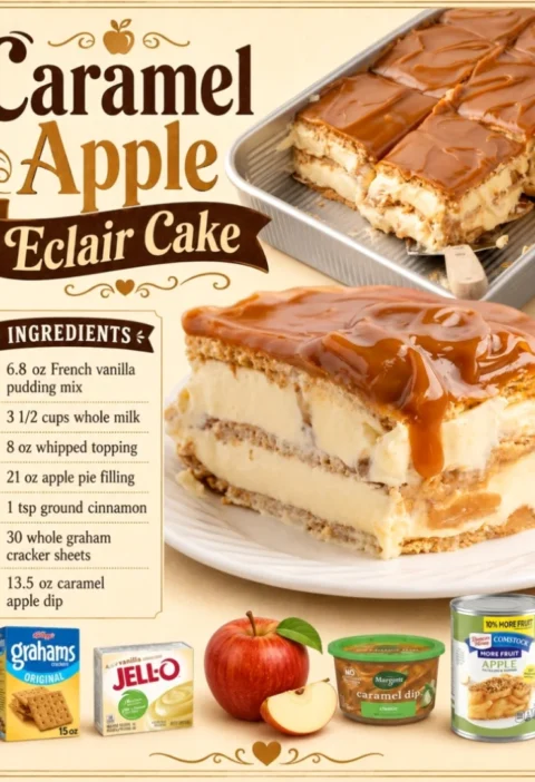 Caramel Apple Eclair Cake