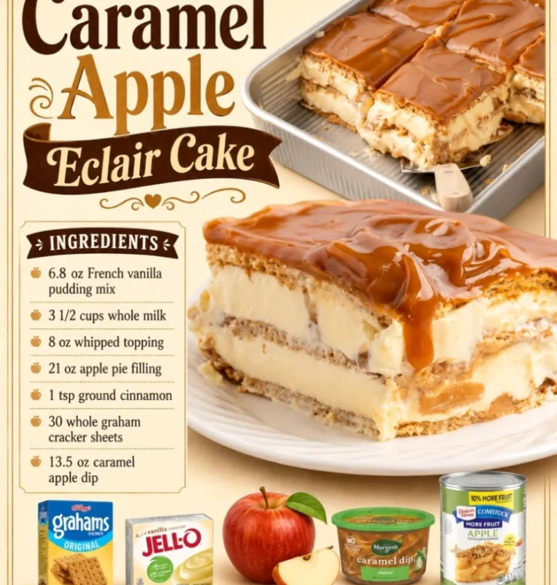 Caramel Apple Eclair Cake