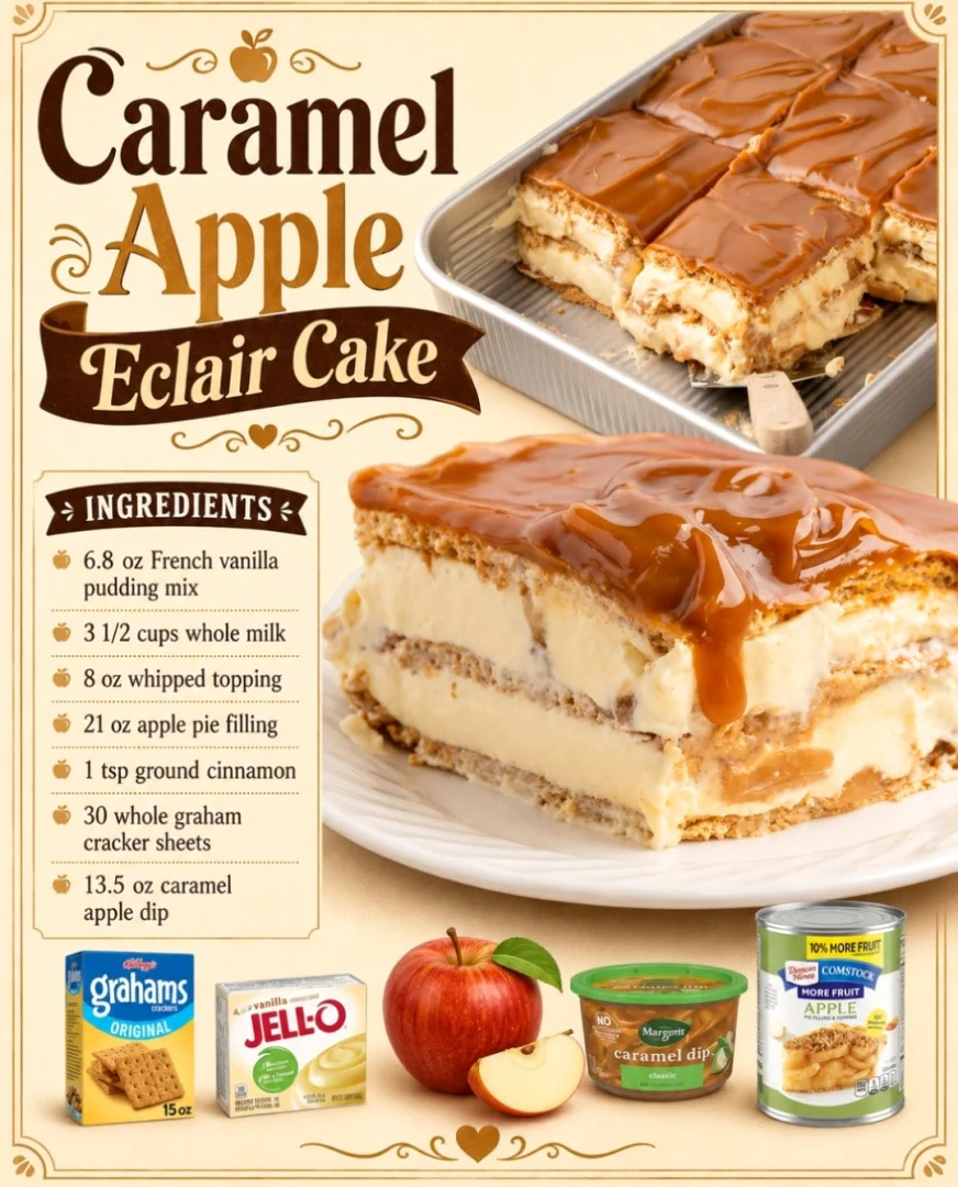 Caramel Apple Eclair Cake