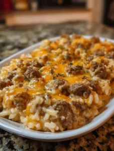 Cheesy Ground Beef and Rice Casserole