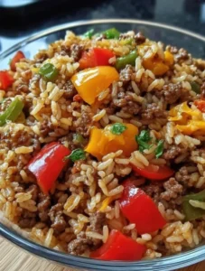 Cheesy Ground Beef Rice Casserole