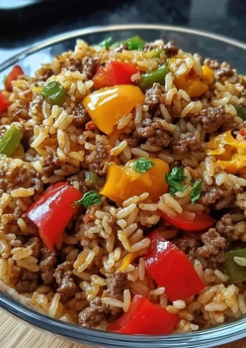 Cheesy Ground Beef Rice Casserole