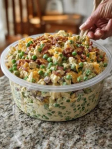Creamy Crunchy Bacon Pea Salad