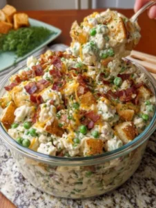 Creamy Crunchy Bacon Pea Salad