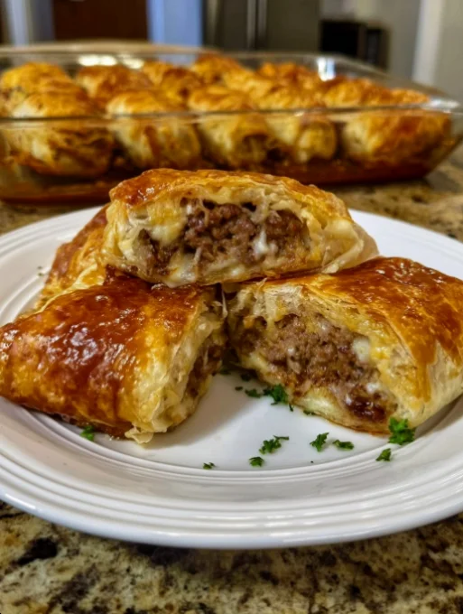 Crispy Beef Stuffed Puff Rolls
