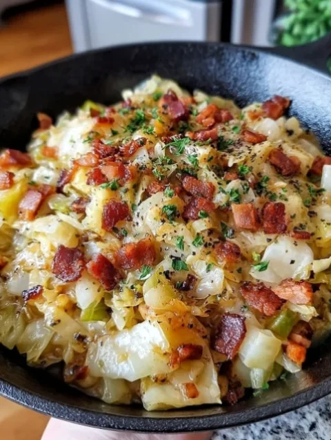 Fried Cabbage with Onions and Bacon