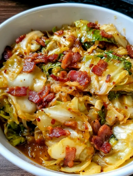 Fried Cabbage with Onions and Bacon