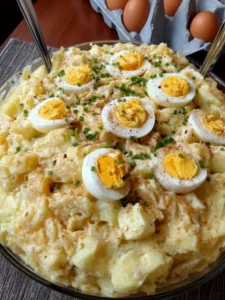 Mashed potatoes with boiled eggs