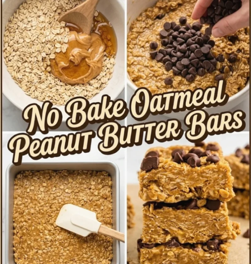 No Bake Oatmeal Peanut Butter Bars