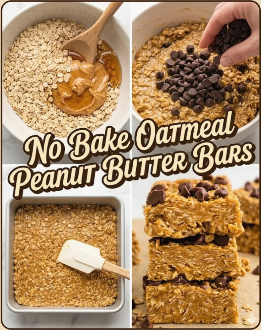 No Bake Oatmeal Peanut Butter Bars