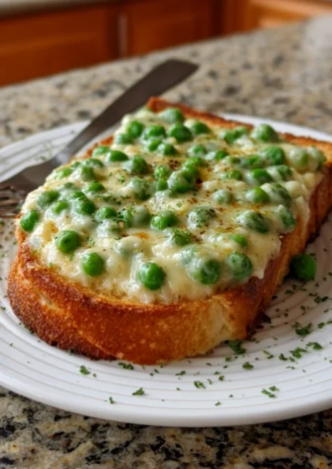 Old-Fashioned Cheesy Peas On Toast
