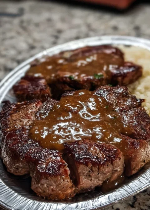 Seared Ribeye Steak With Red Wine Pan Gravy