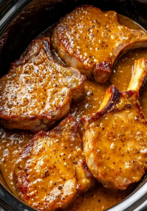 Slow Cooker 3-Ingredient Mustard Pork Chops