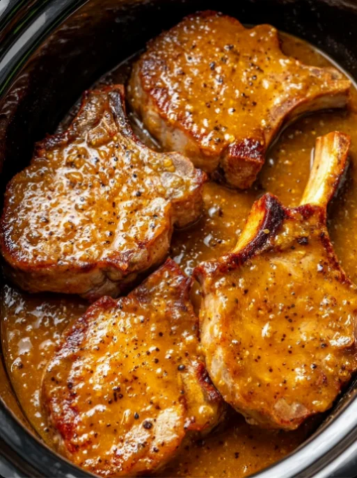 Slow Cooker 3-Ingredient Mustard Pork Chops