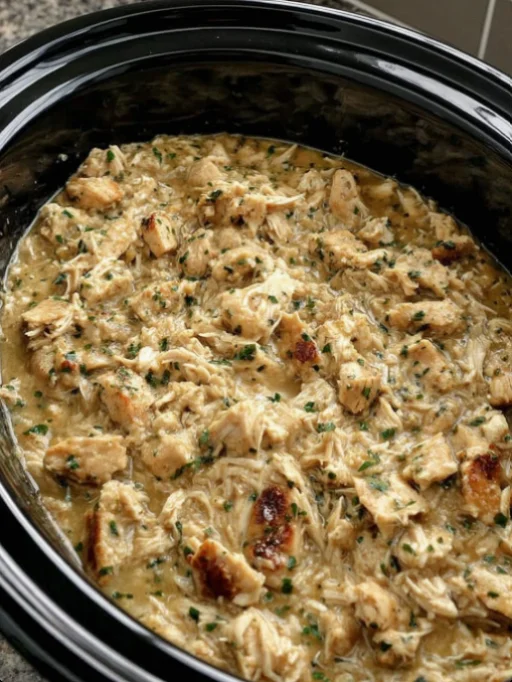 Slow Cooker 4-Ingredient Amish Wedding Chicken