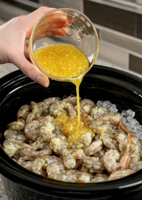 slow cooker 4-ingredient garlic butter shrimp