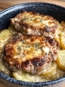 Slow Cooker 4-Ingredient Pork Chops and Scalloped Potatoes