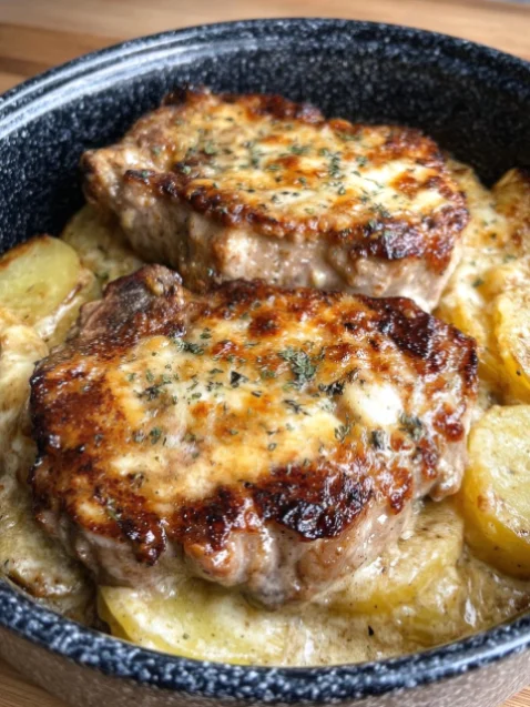 Slow Cooker 4-Ingredient Pork Chops and Scalloped Potatoes