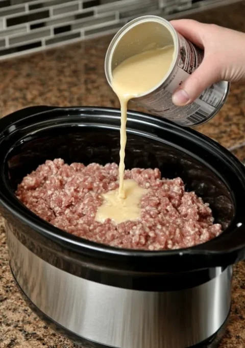 Slow Cooker 5-Ingredient Poor Man Stroganoff